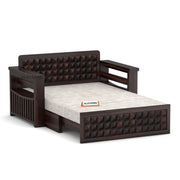 Diamond Sheesham Wood 2 Seater Sofa Bed With Storage (Walnut Finish)