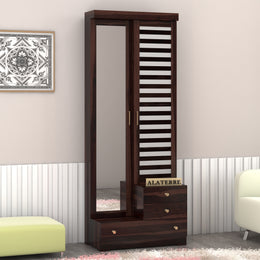 Calvoris Sheesham Wood Dressing Table with Mirror and Drawers (Walnut Finish)