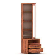 Brendral Sheesham Wood Dressing Table with Mirror and Drawers (Honey Finish)