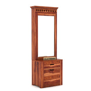 Ythorin Sheesham Wood Dressing Table with Mirror and Drawers (Honey Finish)