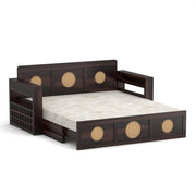 Hoventhos Sheesham Wood 3 Seater Sofa Bed With Storage (Walnut Finish)