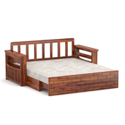 Elventhis Sheesham Wood 3 Seater Sofa Bed With Storage (Honey Finish)