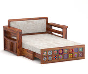 Gexorian Sheesham Wood 2 Seater Sofa Bed With Storage (Honey Finish)