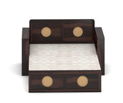 Hoventhos Sheesham Wood 2 Seater Sofa Bed With Storage (Walnut Finish)