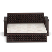Diamond Sheesham Wood 3 Seater Sofa Bed With Storage (Walnut Finish)