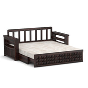 Diamond Sheesham Wood 3 Seater Sofa Bed With Storage Without Back (Walnut Finish)