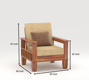 Ylthor 5 Seater Solid Wood Sofa (Honey Finish)