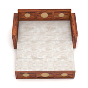Hoventhos Sheesham Wood 3 Seater Sofa Bed With Storage (Honey Finish)