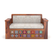 Gexorian Sheesham Wood 2 Seater Sofa Bed With Storage (Honey Finish)