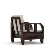 Xenthor 1 Seater Solid Wood Sofa (Walnut Finish)