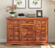 Drethor Sheesham Wood Cabinet and Sideboard (Honey Finish)