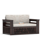 Diamond Sheesham Wood 2 Seater Sofa Bed With Storage (Walnut Finish)
