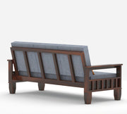 Ylthor 3+3 Seater Solid Wood Sofa (Walnut Finish)