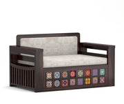 Gexorian Sheesham Wood 2 Seater Sofa Bed With Storage (Walnut Finish)