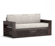 Fralvion Sheesham Wood 3 Seater Sofa Bed With Storage (Walnut Finish)