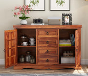 Drethor Sheesham Wood Cabinet and Sideboard (Honey Finish)
