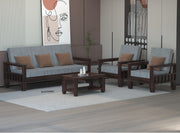 Ylthor 5 Seater Solid Wood Sofa (Walnut Finish)