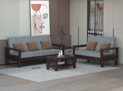 Ylthor 3+2 Seater Solid Wood Sofa (Walnut Finish)