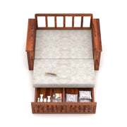 Diamond Sheesham Wood 2 Seater Sofa Bed With Storage Without Back (Honey Finish)