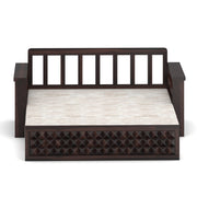 Diamond Sheesham Wood 3 Seater Sofa Bed With Storage Without Back (Walnut Finish)