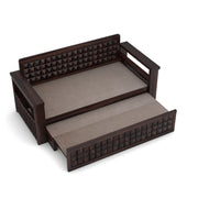 Diamond Sheesham Wood 3 Seater Sofa Bed With Storage (Walnut Finish)