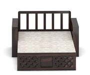 Fralvion Sheesham Wood 2 Seater Sofa Bed With Storage (Walnut Finish)