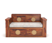 Hoventhos Sheesham Wood 2 Seater Sofa Bed With Storage (Honey Finish)
