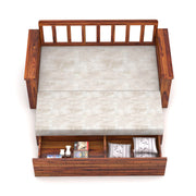 Elventhis Sheesham Wood 3 Seater Sofa Bed With Storage (Honey Finish)