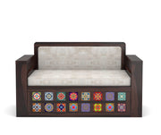 Gexorian Sheesham Wood 2 Seater Sofa Bed With Storage (Walnut Finish)