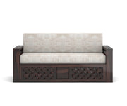 Fralvion Sheesham Wood 3 Seater Sofa Bed With Storage (Walnut Finish)