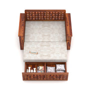 Diamond Sheesham Wood 2 Seater Sofa Bed With Storage (Honey Finish)