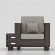 Zephorin 1 Seater Solid Wood Sofa (Walnut Finish)