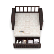 Diamond Sheesham Wood 2 Seater Sofa Bed With Storage Without Back (Walnut Finish)