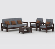 Ylthor 5 Seater Solid Wood Sofa (Walnut Finish)