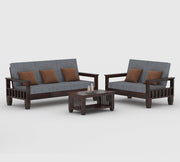 Ylthor 3+2 Seater Solid Wood Sofa (Walnut Finish)