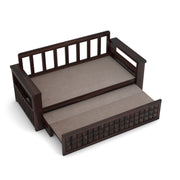 Diamond Sheesham Wood 3 Seater Sofa Bed With Storage Without Back (Walnut Finish)
