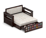 Gexorian Sheesham Wood 2 Seater Sofa Bed With Storage (Walnut Finish)