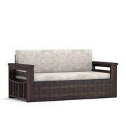 Elventhis Sheesham Wood 3 Seater Sofa Bed With Storage (Walnut Finish)