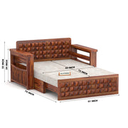 Diamond Sheesham Wood 2 Seater Sofa Bed With Storage (Honey Finish)