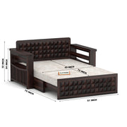 Diamond Sheesham Wood 2 Seater Sofa Bed With Storage (Walnut Finish)