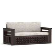 Diamond Sheesham Wood 3 Seater Sofa Bed With Storage Without Back (Walnut Finish)