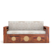 Hoventhos Sheesham Wood 3 Seater Sofa Bed With Storage (Honey Finish)