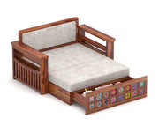 Gexorian Sheesham Wood 2 Seater Sofa Bed With Storage (Honey Finish)