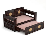 Hoventhos Sheesham Wood 2 Seater Sofa Bed With Storage (Walnut Finish)