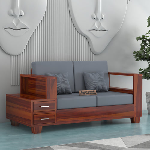 Zephorin 2 Seater Solid Wood Sofa (Honey Finish)