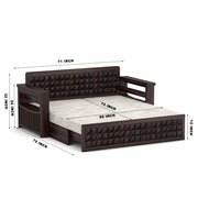 Diamond Sheesham Wood 3 Seater Sofa Bed With Storage (Walnut Finish)