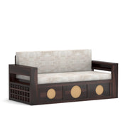 Hoventhos Sheesham Wood 3 Seater Sofa Bed With Storage (Walnut Finish)