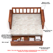 Elventhis Sheesham Wood 3 Seater Sofa Bed With Storage (Honey Finish)