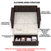 Diamond Sheesham Wood 2 Seater Sofa Bed With Storage (Walnut Finish)