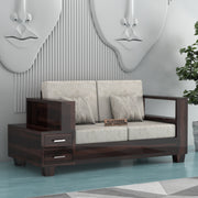 Zephorin 2 Seater Solid Wood Sofa (Walnut Finish)